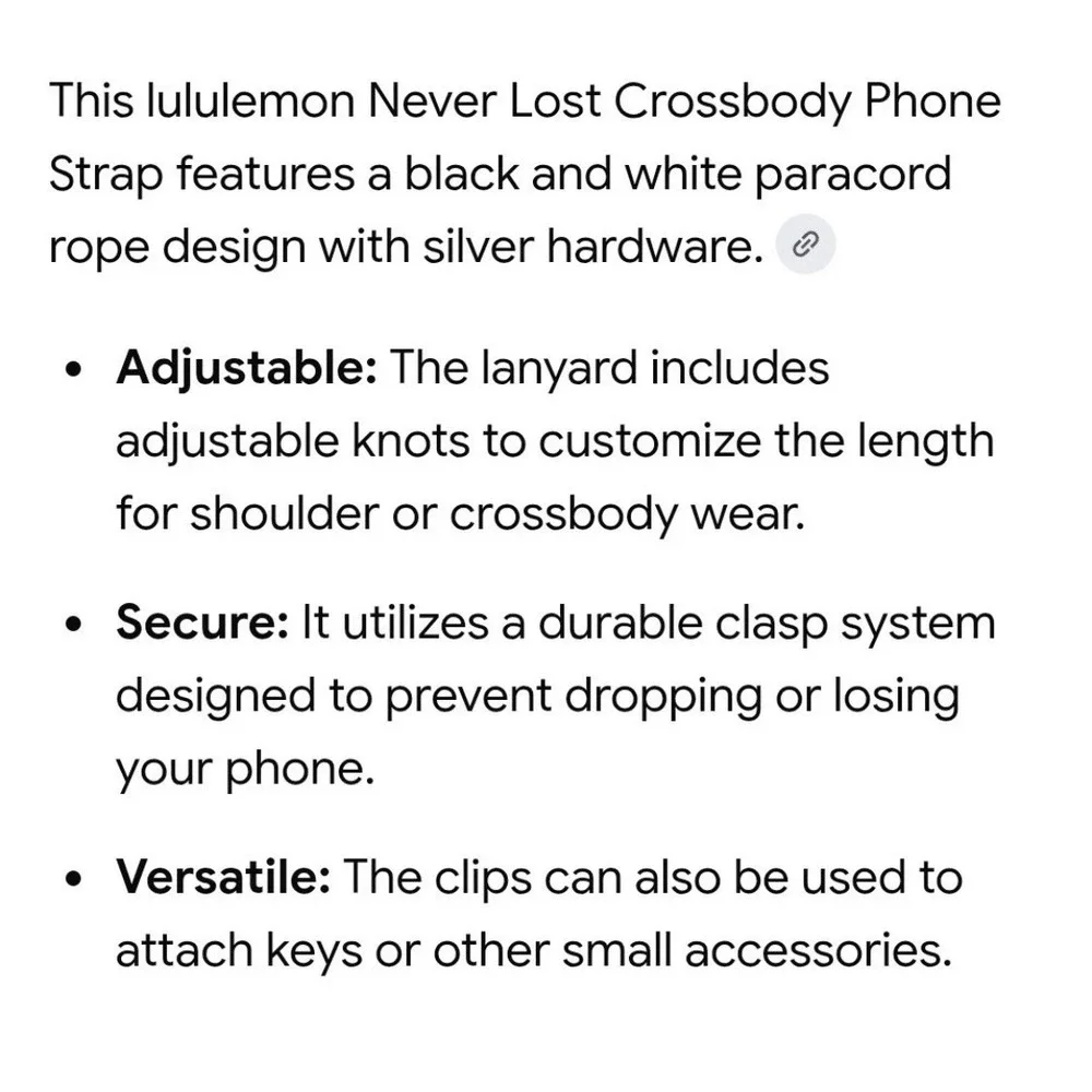 Lululemon Never Lost Crossbody Phone Strap Paracord Black White NWT